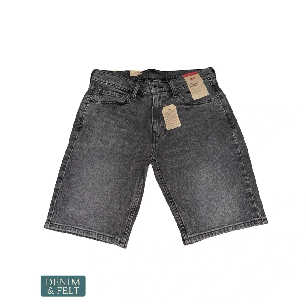 NEW Levis 405 Standard 10in Mens Shorts Grey Denim Stretch Greyscale 30x10